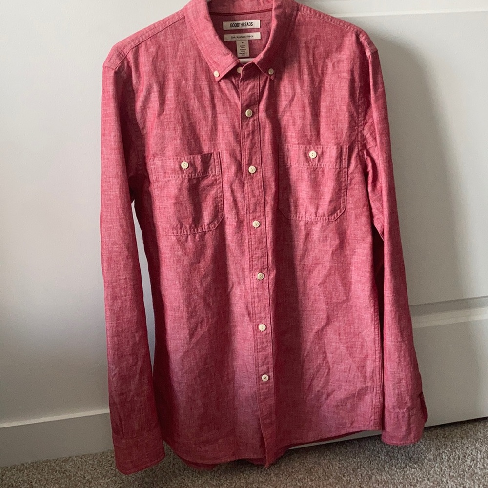 Men’s medium red button down shirt